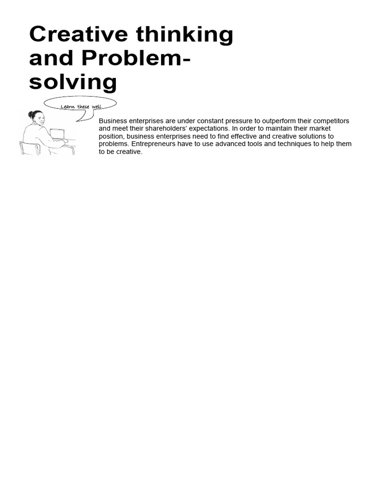 Creative Thinking and Problem Solving Workbook | PDF | Creativity ...