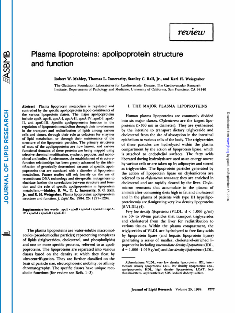 1277 Full | PDF | Lipoprotein | Apolipoprotein E
