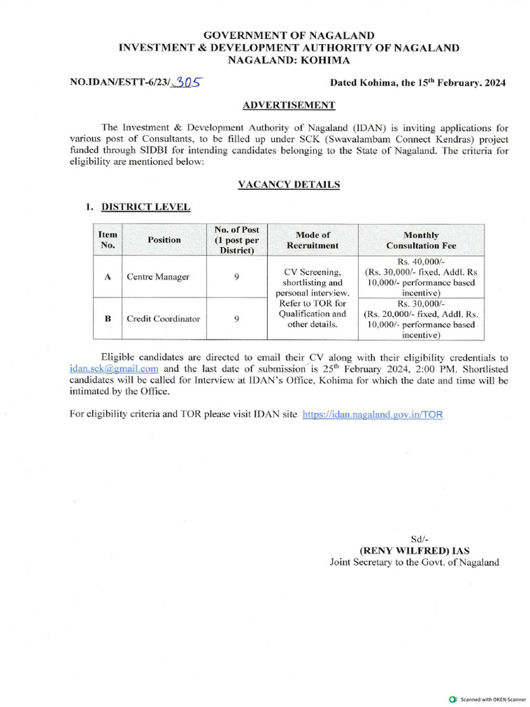 Government of Nagaland Investment and Development Authority of Nagaland