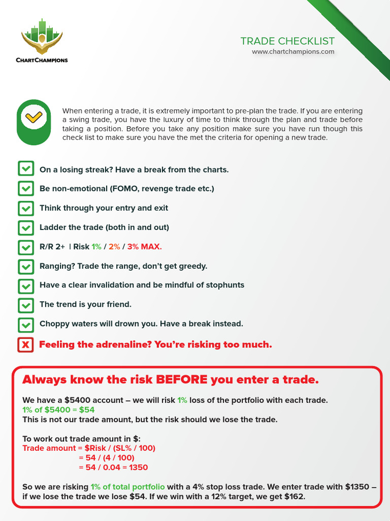 Trade Entry Checklist and Guidelines | PDF