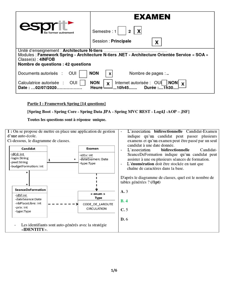 Examen Architecture N-tiers et Spring | PDF | Programmation ...