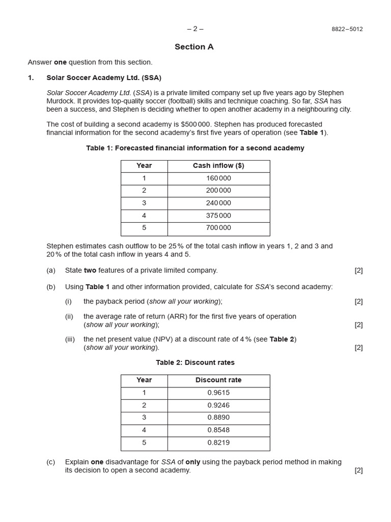 Business Management Paper 2 HL3 PDF Net Present Value Valuation