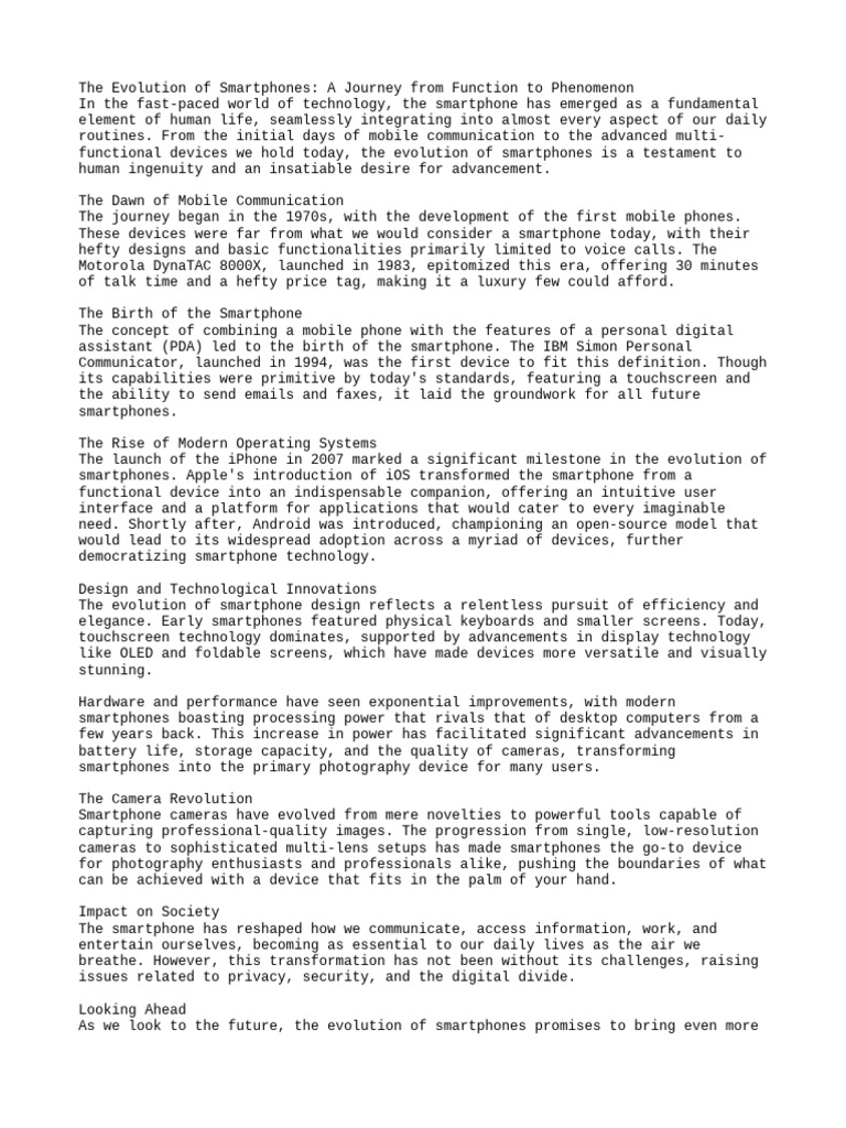 Evolution of Smartphones | PDF | Smartphone | Mobile Phones