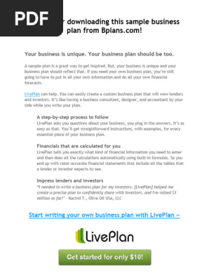 Bakery Business Plan