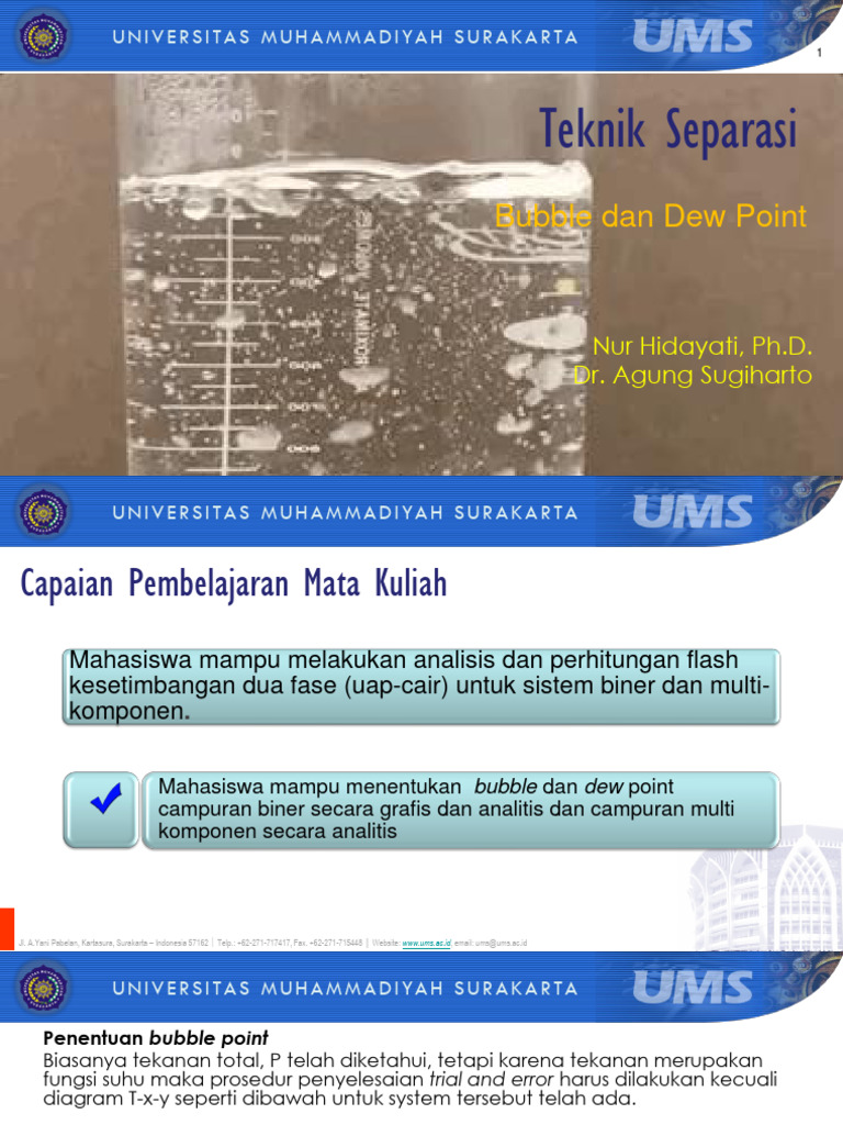 Analisis Bubble dan Dew Point Sistem Biner | PDF