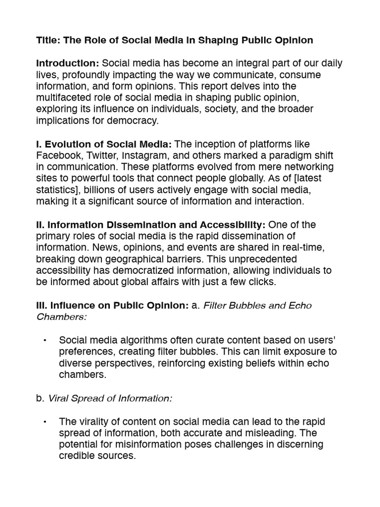 Social Media's Influence on Public Opinion | PDF | Social Media ...
