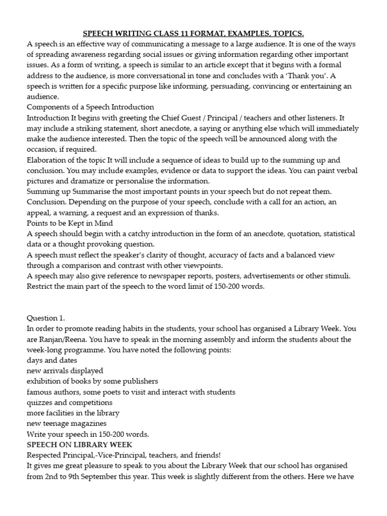 Speech Format - Examples | PDF
