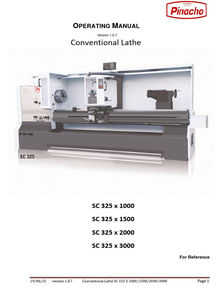 SC 325 Conventional Lathe Manual | PDF