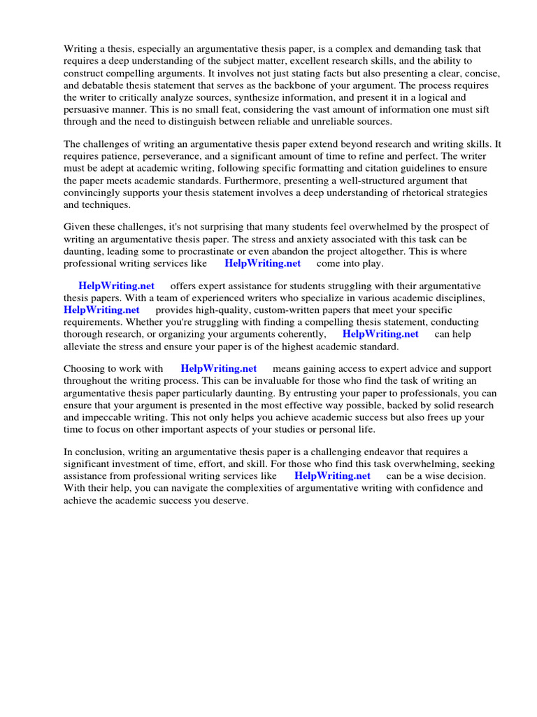 How To Write A Argumentative Thesis Paper | PDF | Essays | Reason