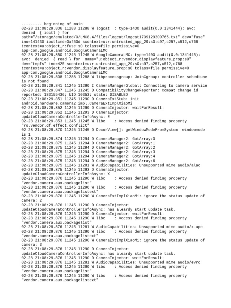 Camera Access Denied Log Analysis | PDF | Computing | Software