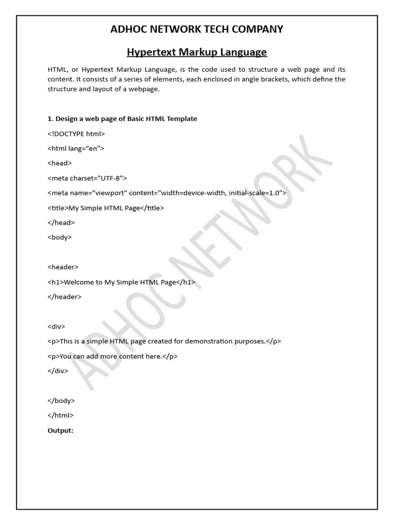 Basic Html Programs Pdf