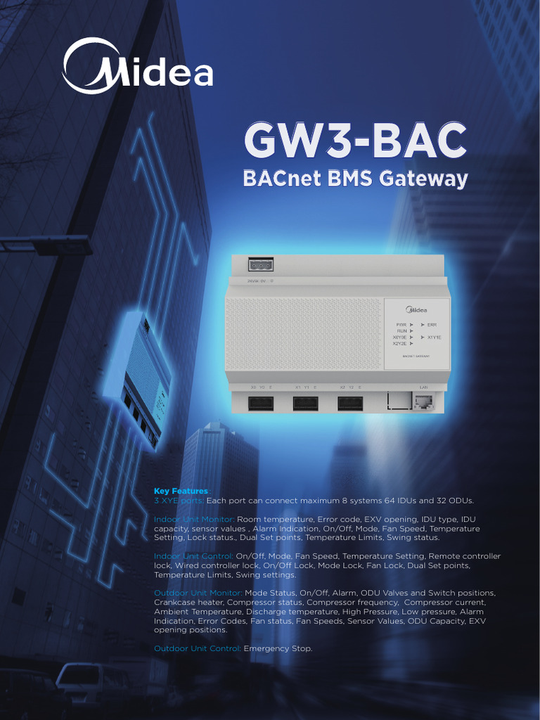 Midea GW3-BAC Gateway Overview | PDF