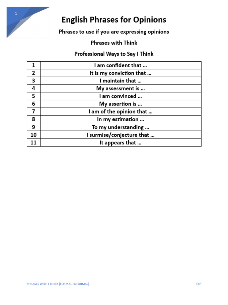Book2 Phrases With Think | PDF