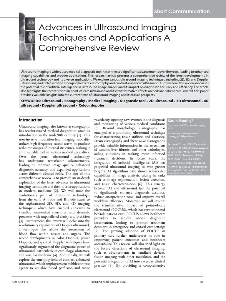 Advances in Ultrasound Imaging Techniques | PDF | Medical Ultrasound ...