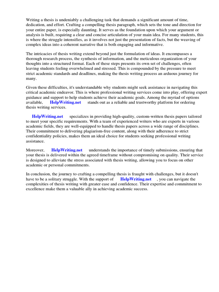 A Thesis Paragraph Example Pdf Essays Thesis