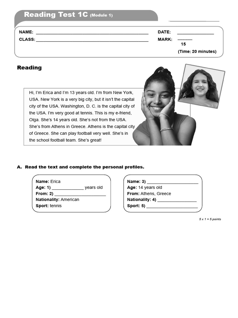 Ro1 reading test 1c mod 1 pdf games activities