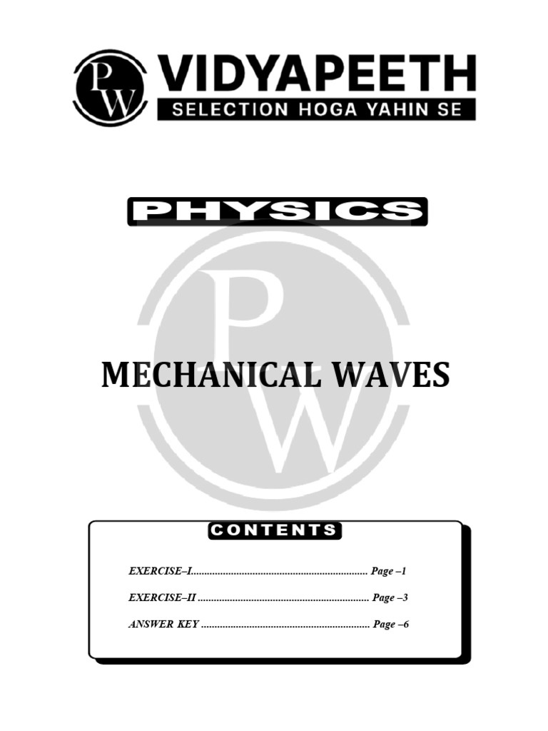 Mechanical Waves Practice Sheet PDF Waves Sound