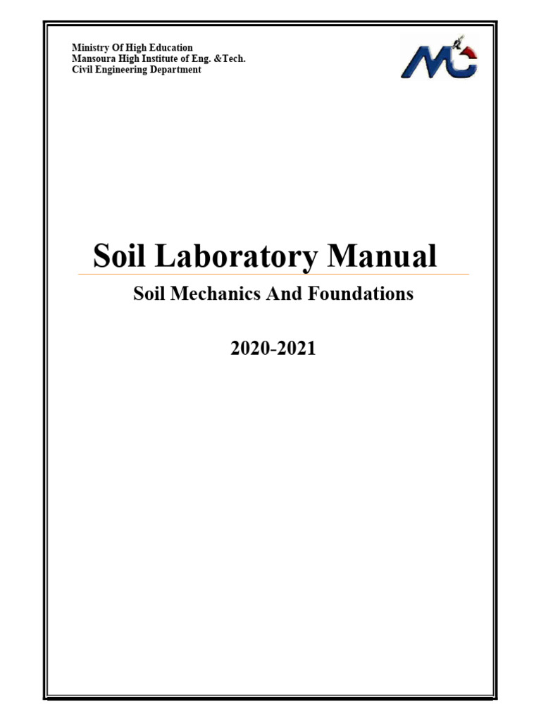 Soil Mechanics Laboratory Manual 2020-2021 | PDF | Soil Mechanics ...