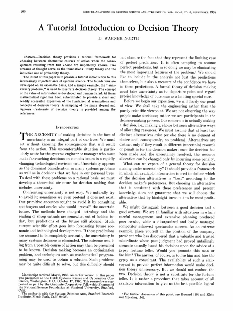 Warner north 1968 decision theory tutorial download free pdf