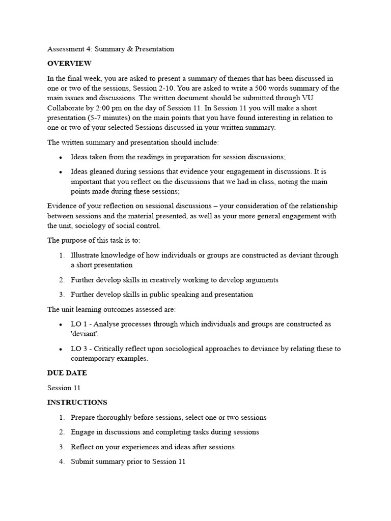 Presentation Plan Example