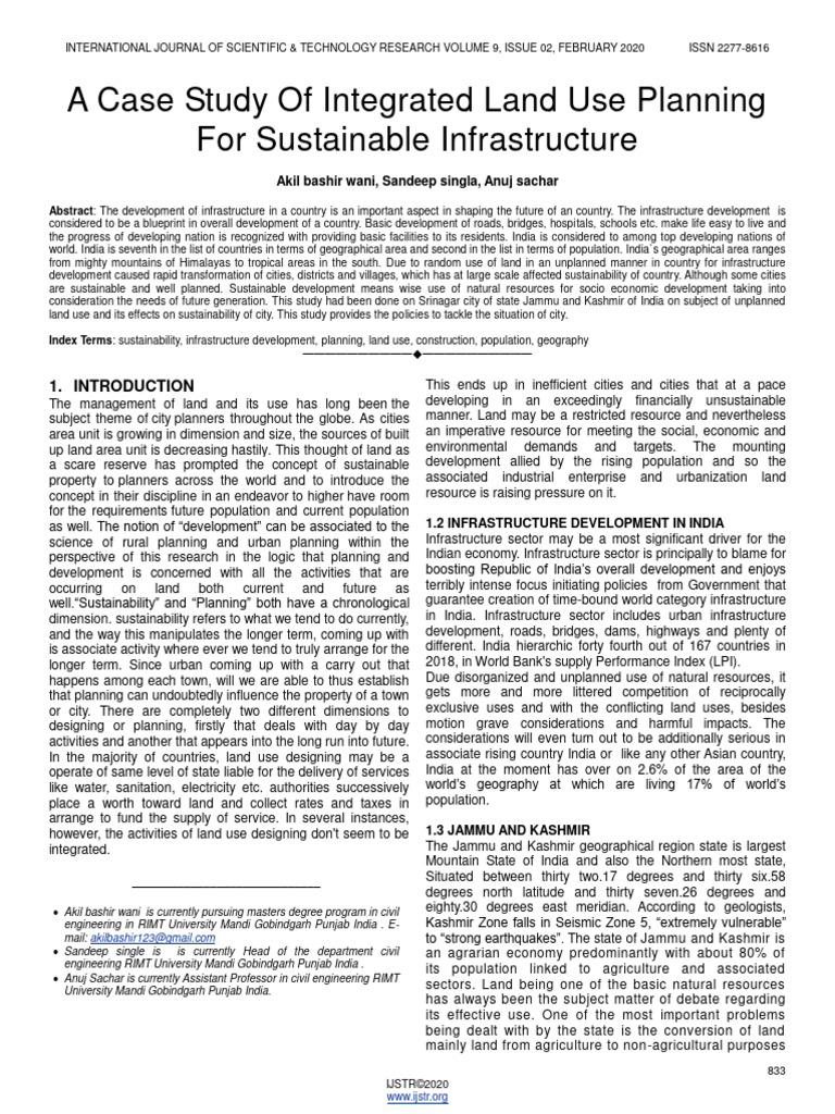 A Case Study of Integrated Land Use Planning For Sustainable ...