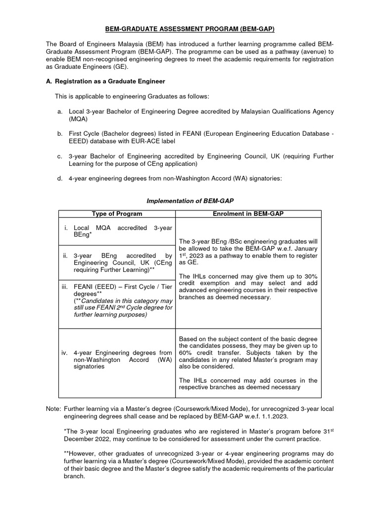BEM Graduate Assessment Program Overview | PDF | Academic Degree ...
