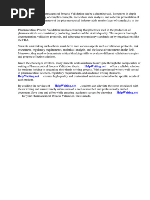 Pharmaceutical Process Validation Thesis