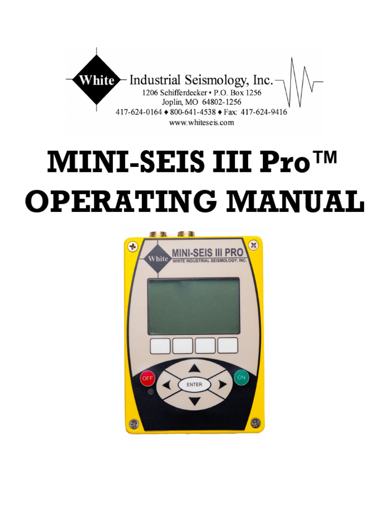 Mini-Seis III - Pro Operating Manual | PDF | Usb | Usb Flash Drive
