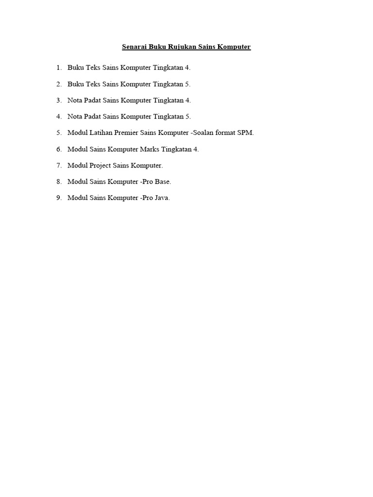 Senarai Buku Rujukan Sains Komputer | PDF