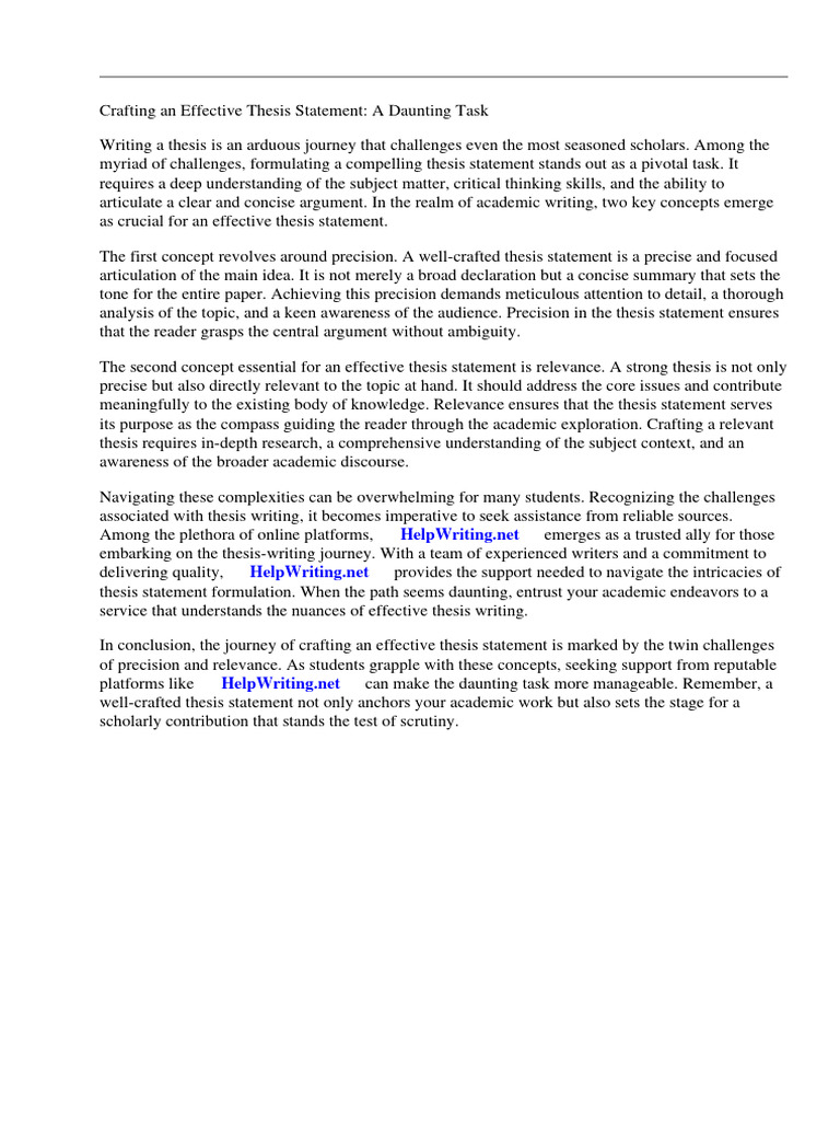 What are two key concepts for an effective thesis statement pdf