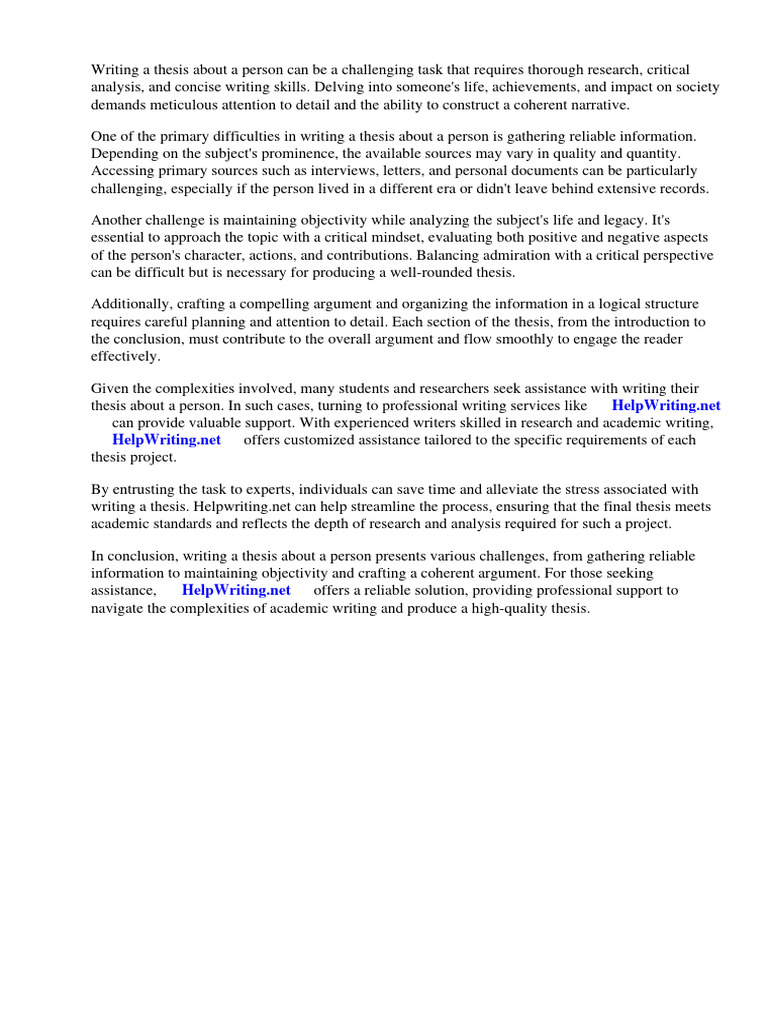 How To Write A Thesis About A Person | Download Free PDF | Essays | Thesis