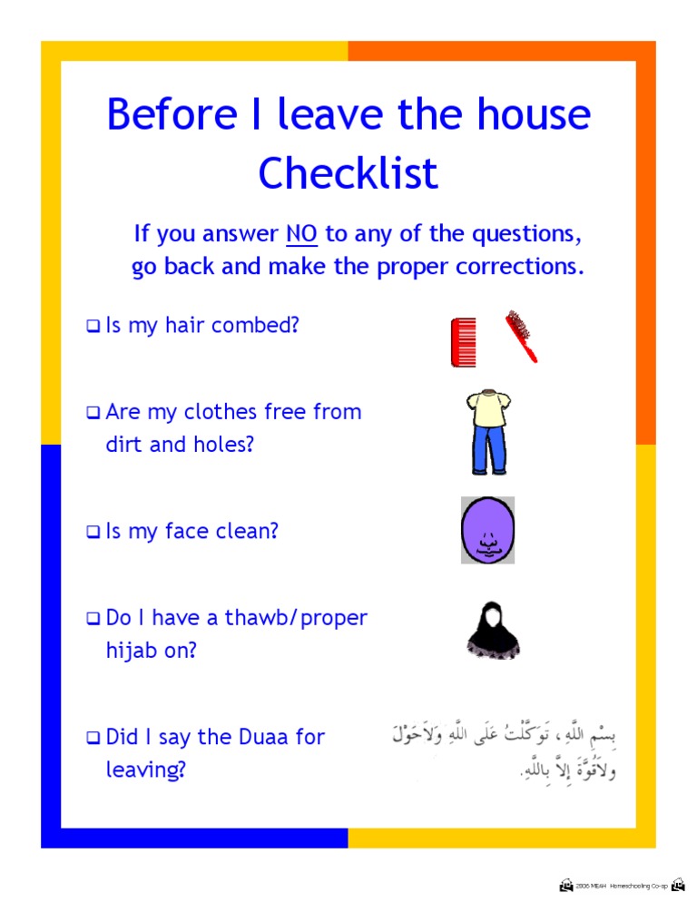 Before I Leave The House Checklist