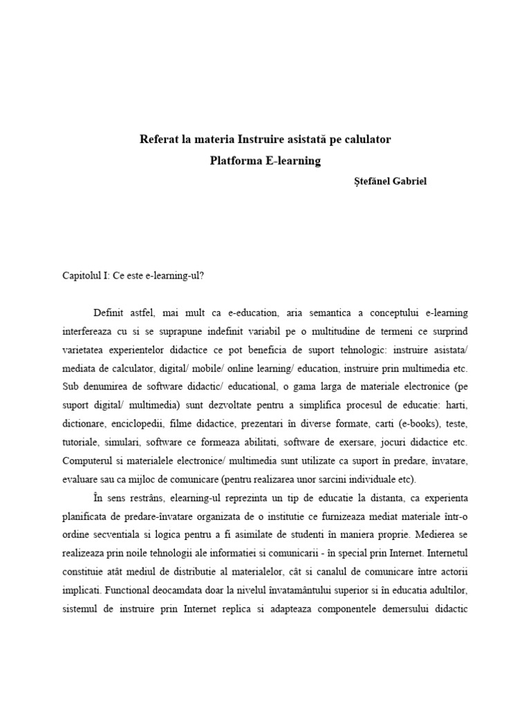 Referat Platforma E-Learning | PDF