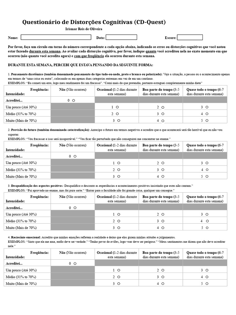 CD Quest Editável | PDF | Pensamento | Ciência cognitiva