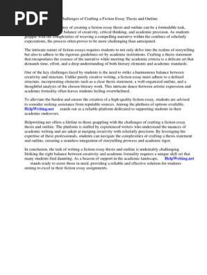 Fiction Essay Thesis and Outline Instructions