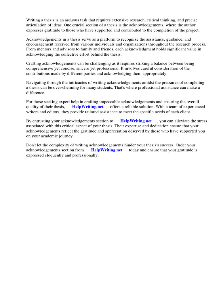 Acknowledgements Format Thesis PDF Thesis Gratitude