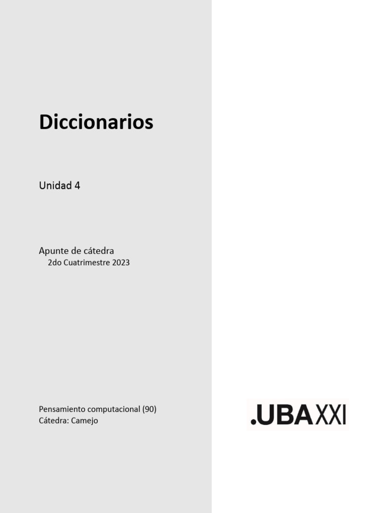 1 Diccionarios PensamientoComputacional 2c 2023 | PDF | Python ...