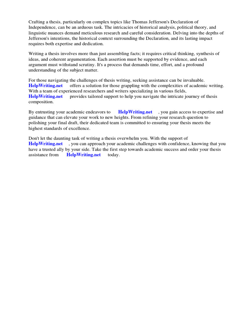 declaration of independence bachelor thesis