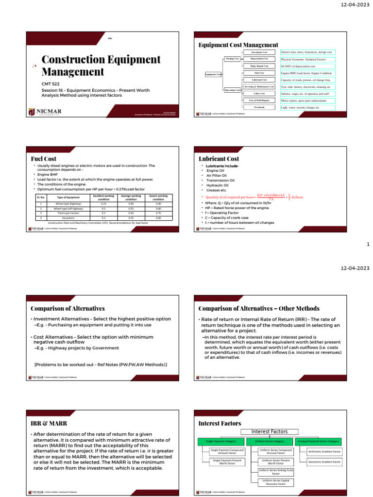 Construction Equipment Management PDF Interest Internal Rate Of