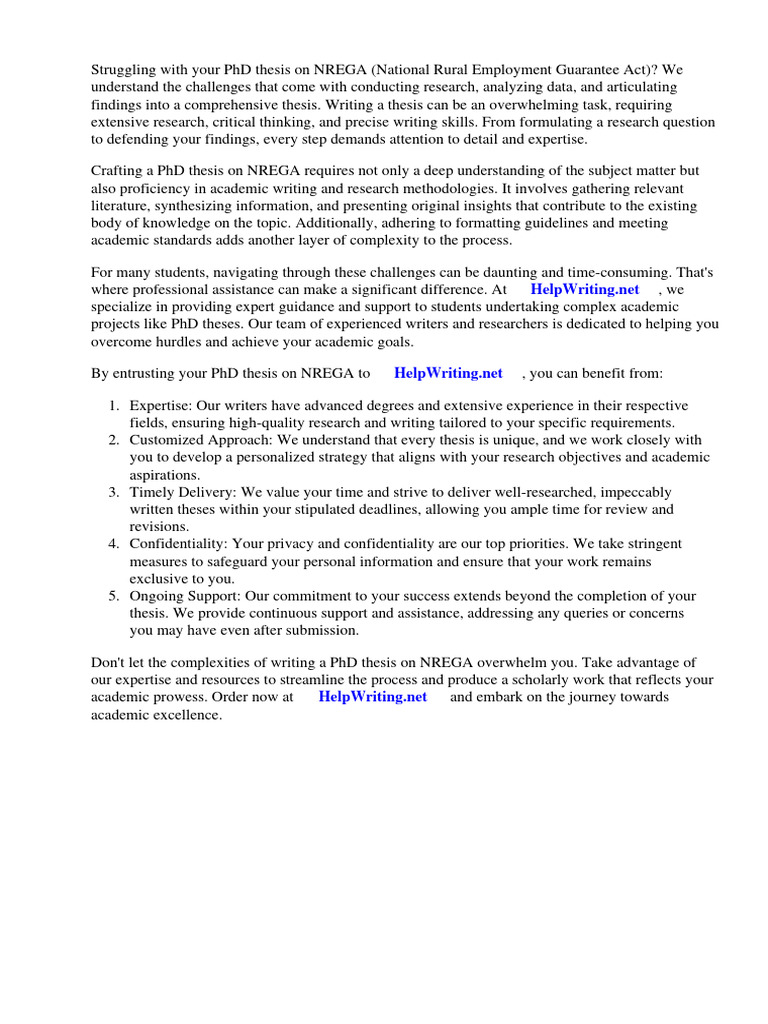 Phd thesis on nrega download free pdf thesis expert