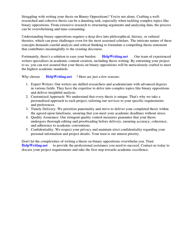 Binary Oppositions Thesis Statement Pdf Gender Studies Feminism