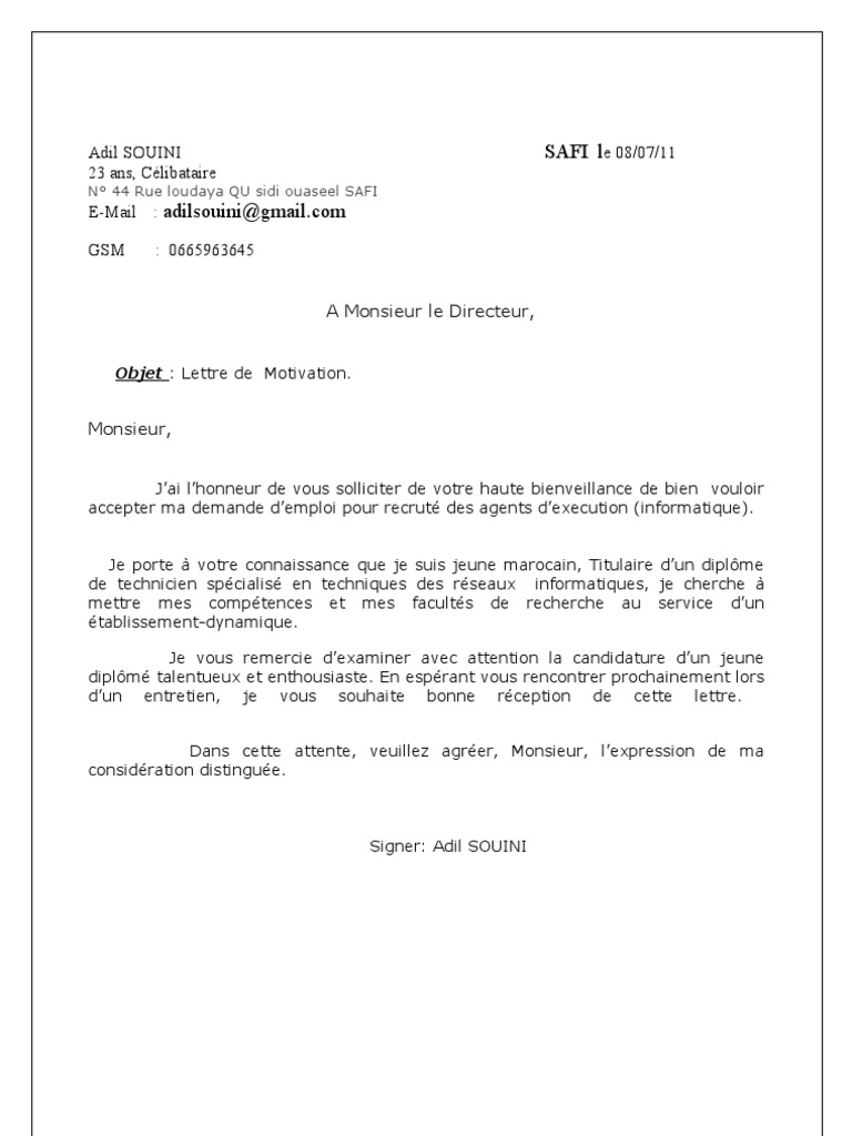 Lettre de motivation