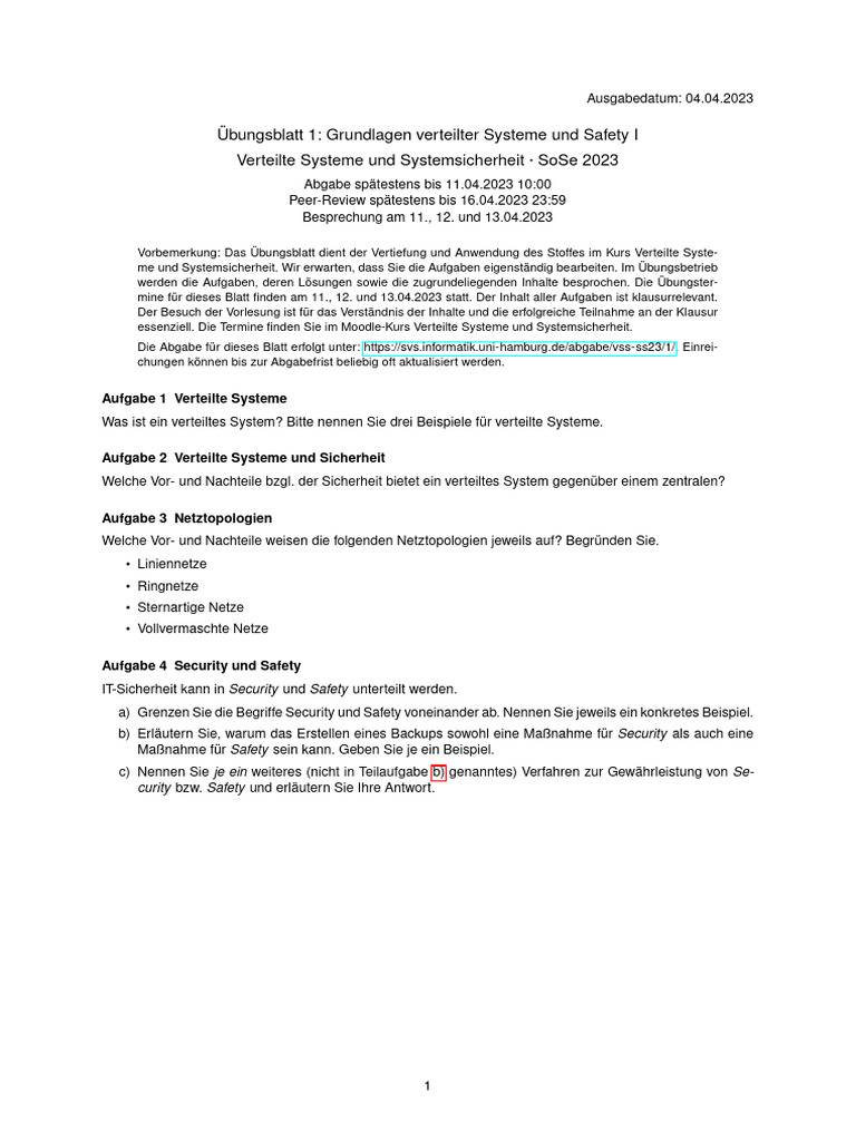 VSS Aufgabenblatt1 | PDF