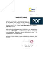 Certificado Laboral Gerardo Aguilera