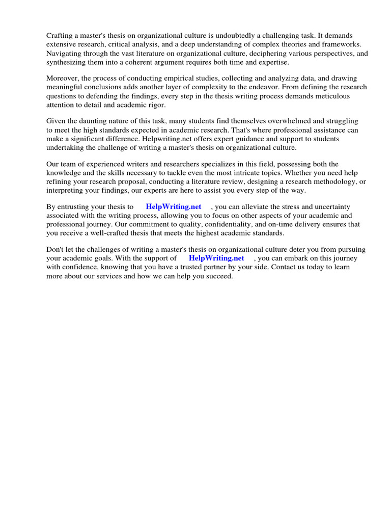 Organizational Culture Master Thesis | PDF | Organizational Culture ...