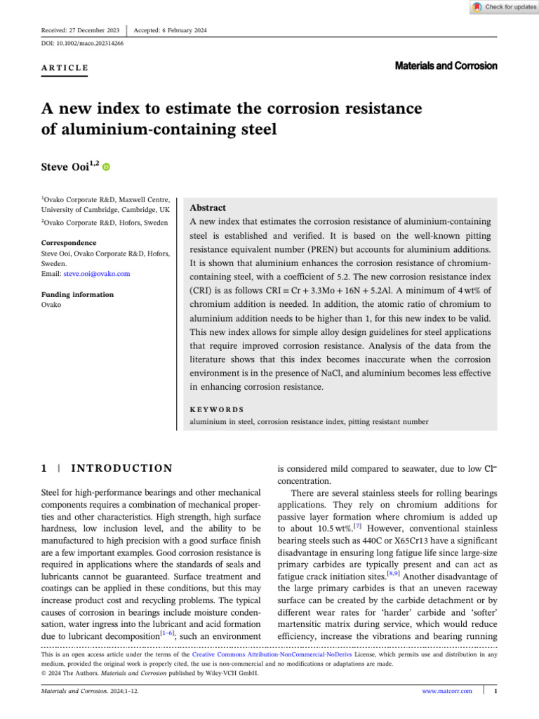 Materials corrosion 2024 ooi a new index to estimate the