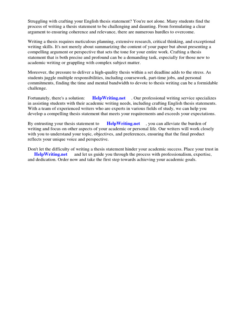 Writing English Thesis Statements | PDF | Essays | Thesis