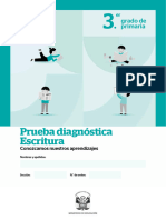 Prueba Diagnóstica Escritura, Conozcamos Nuestros Aprendizajes. 3er. Grado de Primaria