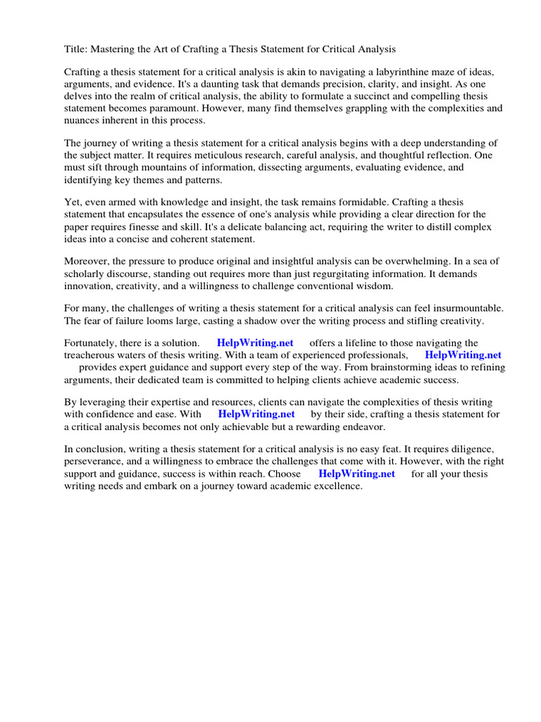 Crafting Effective Thesis Statements | PDF | Essays | Critical Thinking