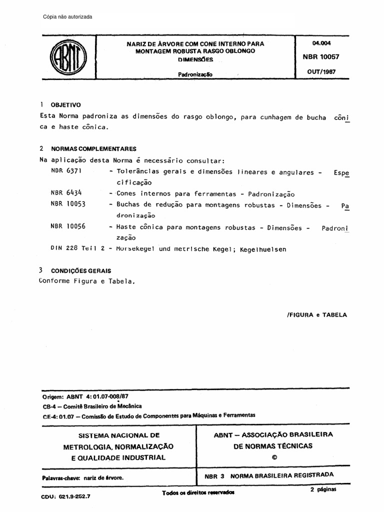 Dimensões do Rasgo Oblongo NBR 10057 | PDF | Regulamentação